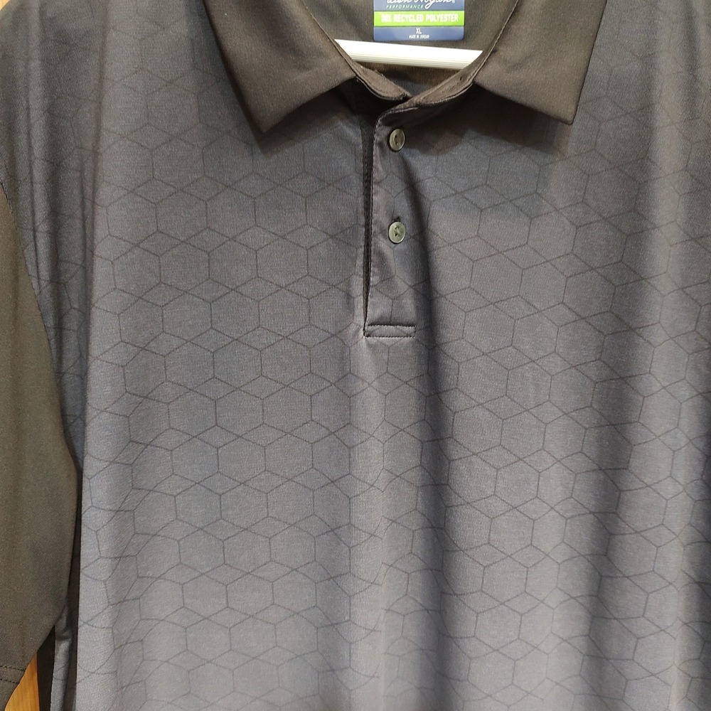 Ben Hogan Performance Polo Mens‎ Caviar Sz XL Ombre Black Grey Short Sleeve Golf - Picture 2 of 8